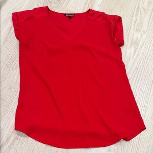 Express Women's Bright Red Short Sleeve Top